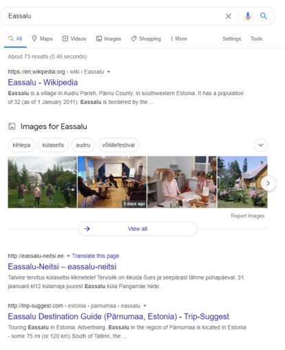 Eassalu Google SERP