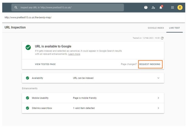 Requesting indexation in GSC