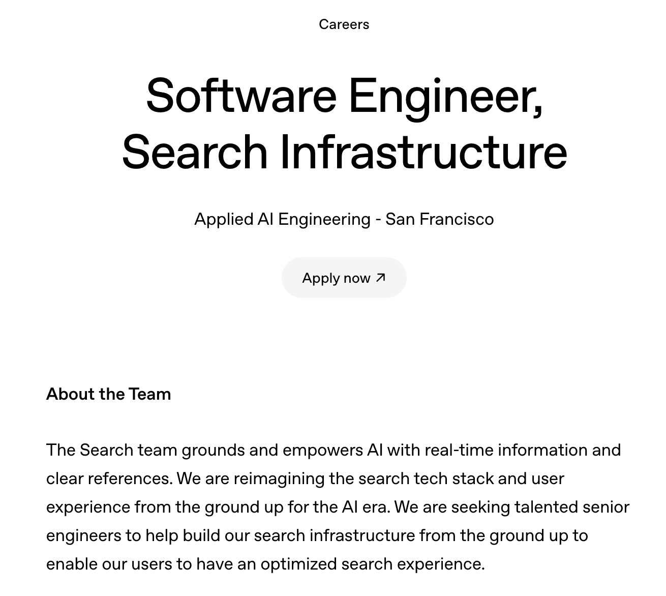 OpenAI job advert for search software engineers